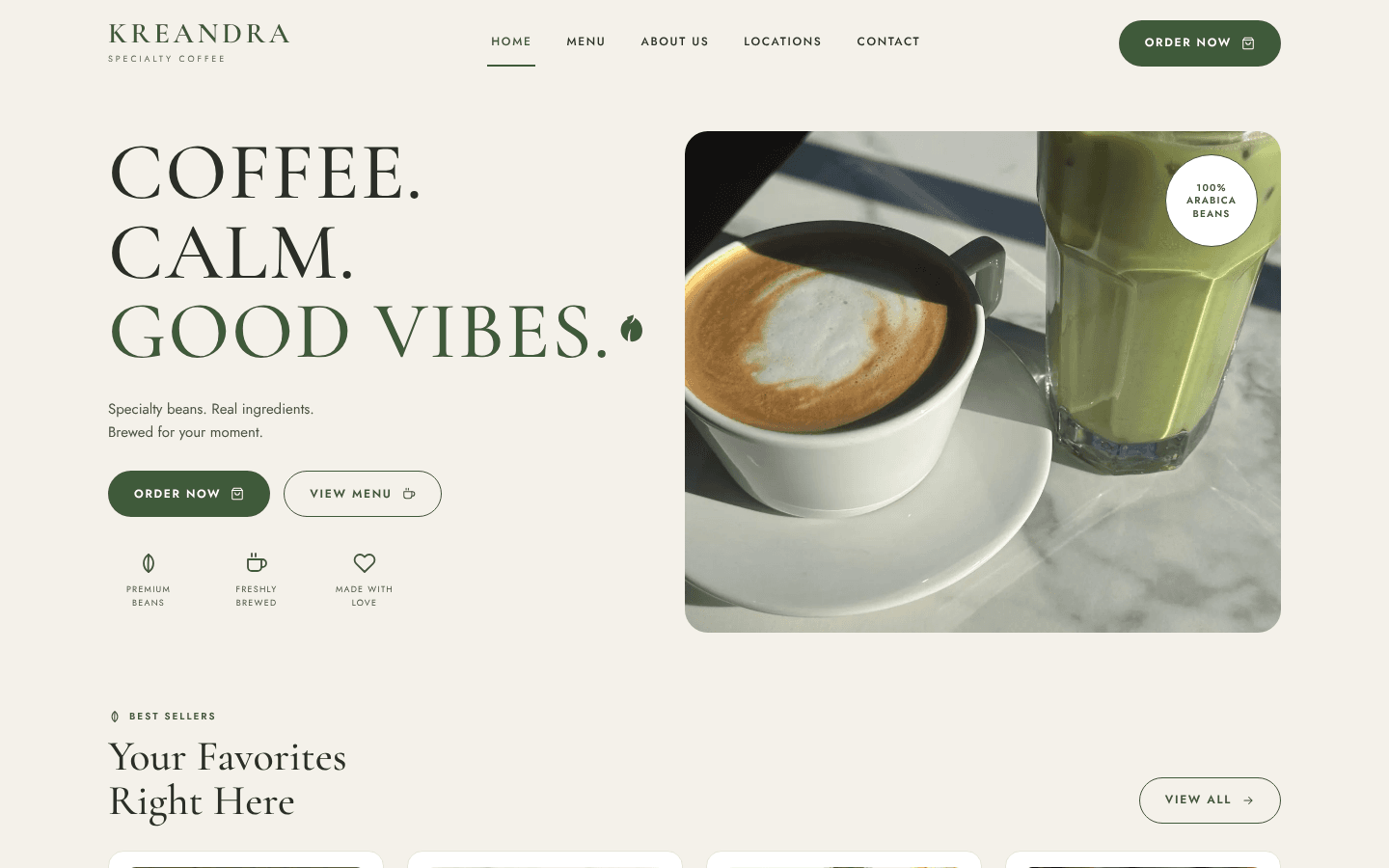 Kreandra Coffee Landing Page